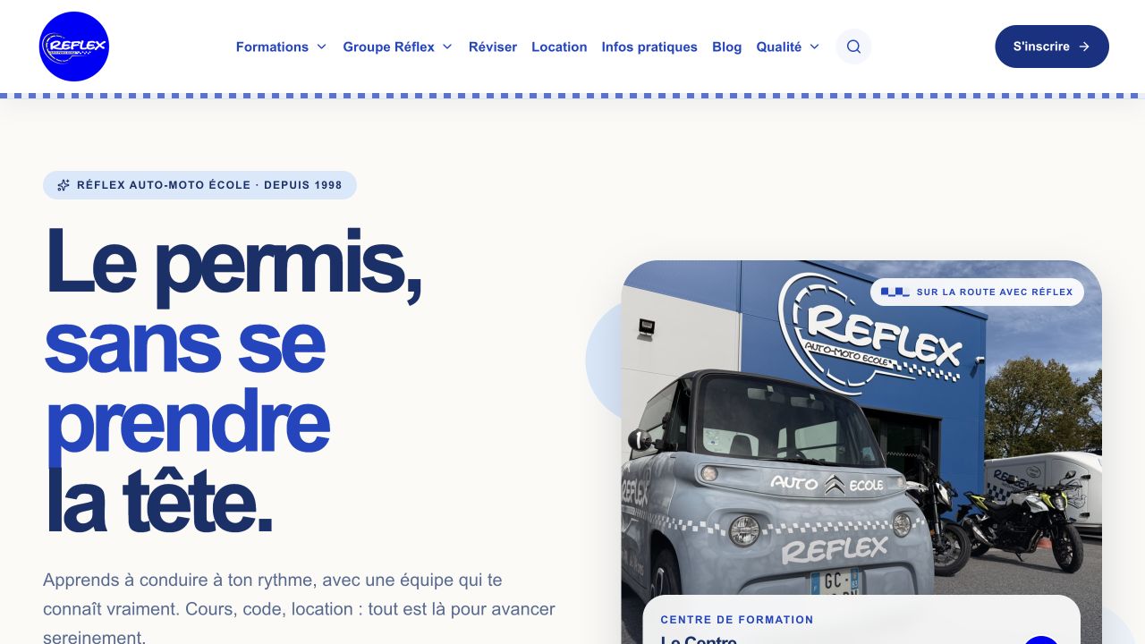 Aperçu du site Réflex Auto-école